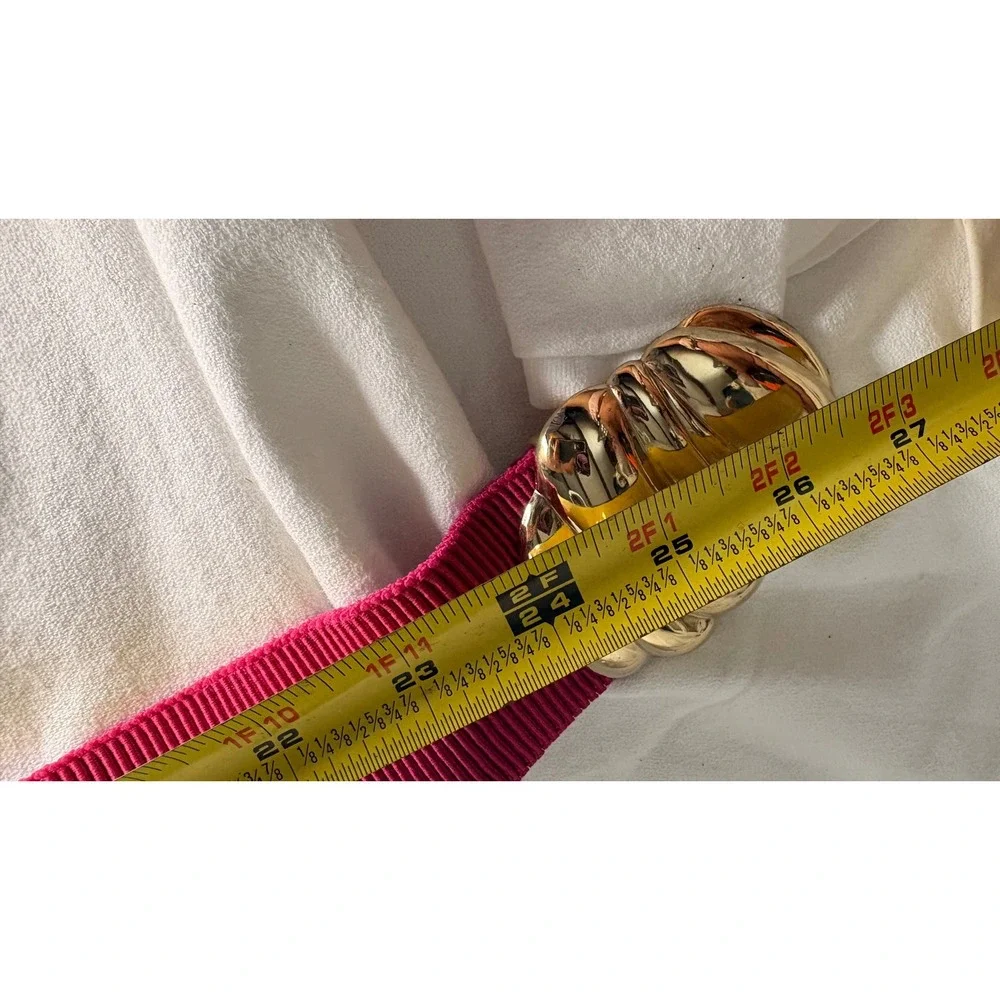 Vintage GH Accessories Magenta Pink Elastic Cinch Belt Gold Shell Buckle USA